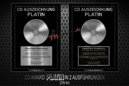 CD Auszeichnung in GLANZ-PLATIN